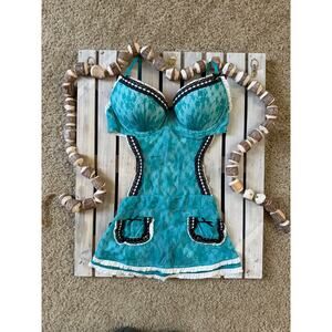 Victoria's Secret Blue Black French Maid Teddy Lingerie